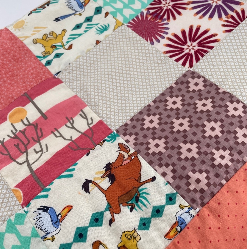 Handmade Disney Lion King Patchwork Quilt Simba Pumbaa Nursery Blanket 42x42